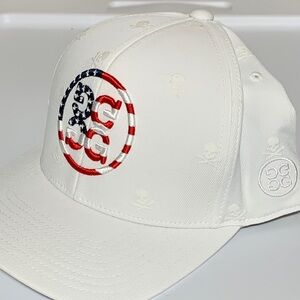 G/Fore Adjustable White Baseball Cap with Embroidered American Flag Logo